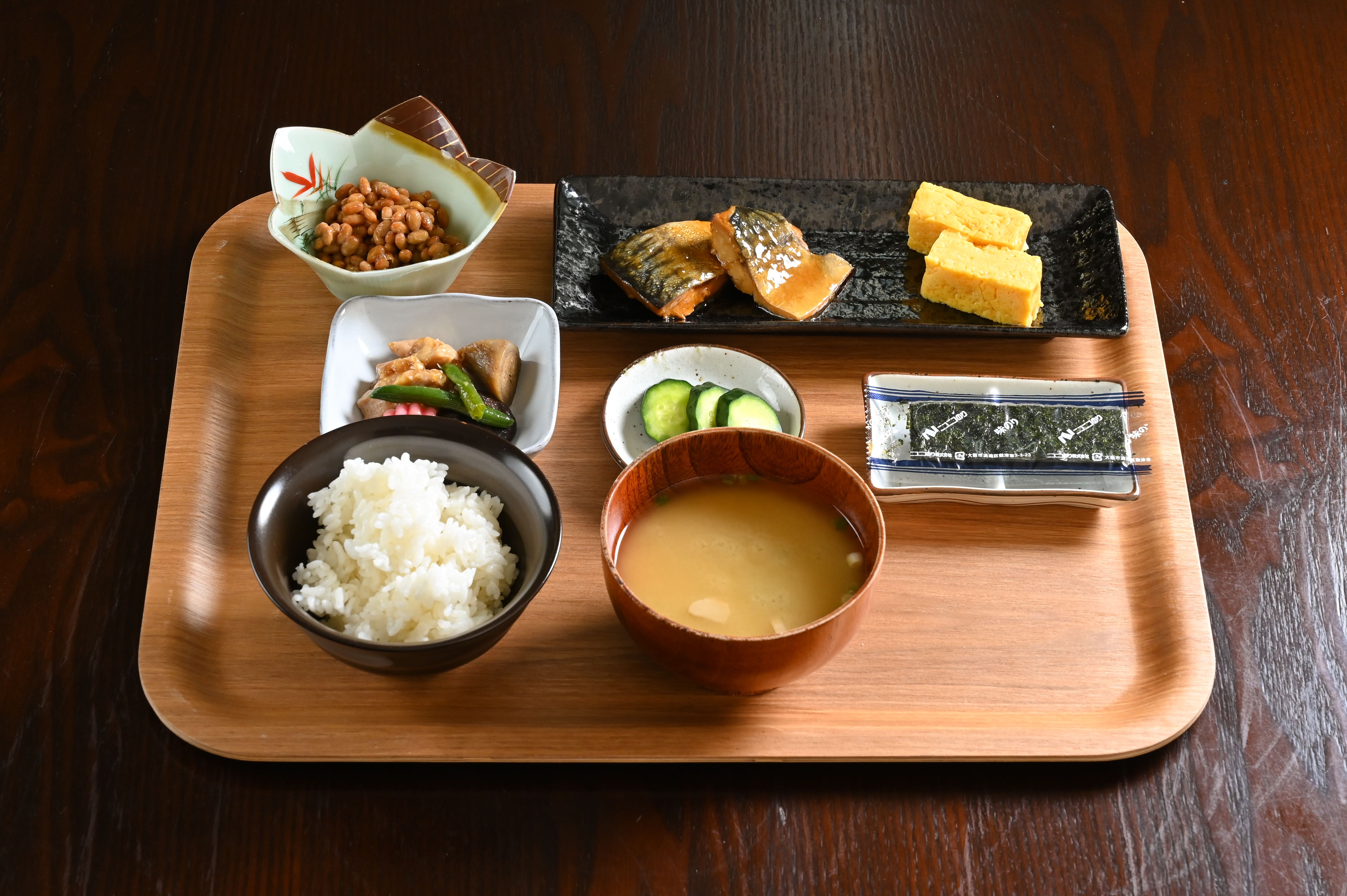 滝川の旅館の朝食